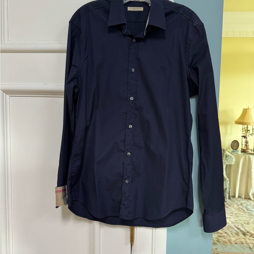 Burberry Brit Dark Blue Casual Button Down Shirt size Medium
